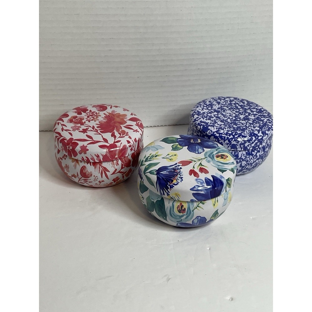 New Pioneer Woman Candle Set Tin Floral Red Mango Berry Blossom Meadow Prairie